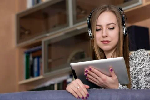Young lady with tablet PC Stock Photos