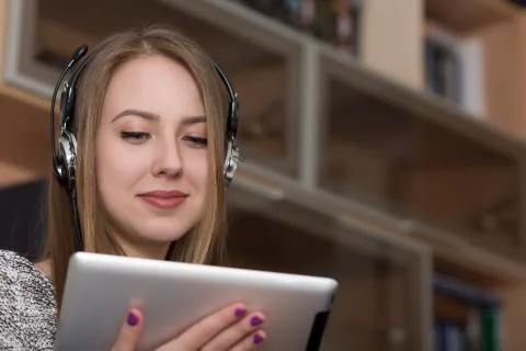 Young lady with tablet PC Stock Photos