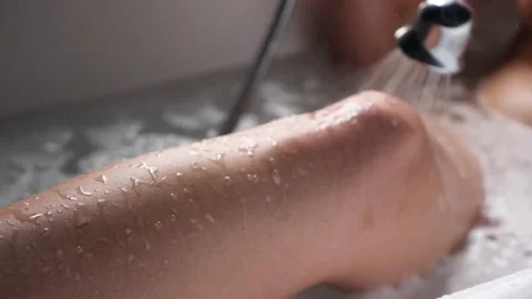 Young lady taking warm bath in apartment. Stock Footage 159338302
