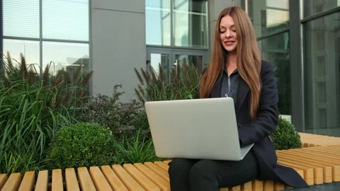 Young lady using laptop. shot focused human working creative start up project Stock Footage 145580688