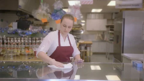 Young Lady Working at Bakery | Transition to Wedding 60P Vídeo Stock 129388095
