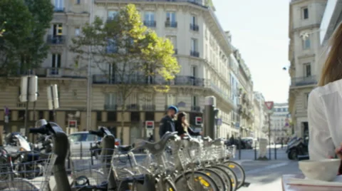 Young Lady working on her tablet while at a local cafe. Video stock 63022728