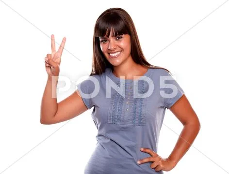 Young latin female with a winning attitude Stock Photos
