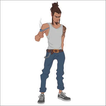 Young latino guy with the crack pipe, drug addiction Illustrazione stock