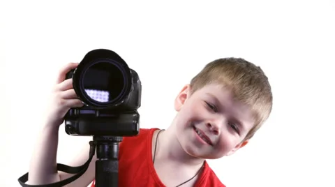 Young little boy with the camera Видео 37620851