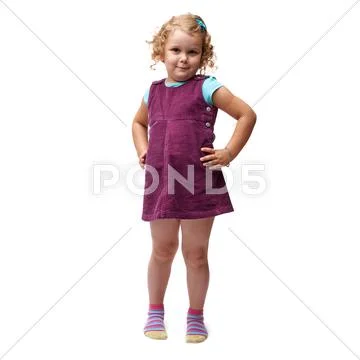 Young little girl standing over isolated white background Stock Photos