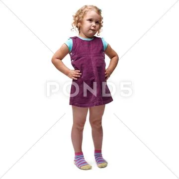 Young little girl standing over isolated white background Stock Photos
