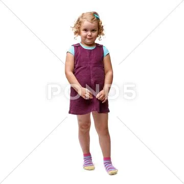 Young little girl standing over isolated white background Stock Photos