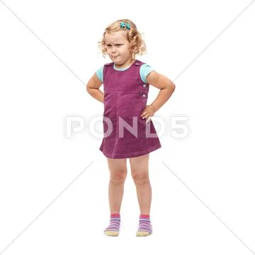 Young little girl standing over isolated white background Stock Photos