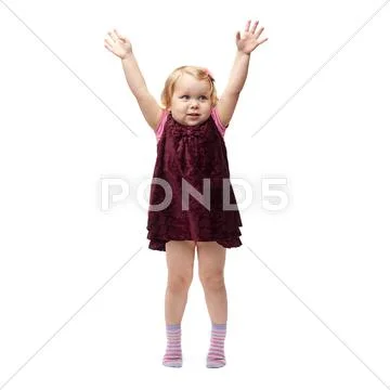 Young little girl standing over isolated white background Stock Photos
