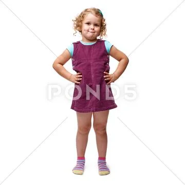 Young little girl standing over isolated white background Stock Photos
