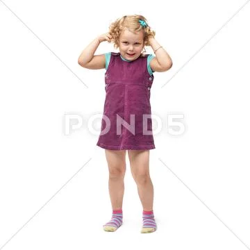Young little girl standing over isolated white background Stock Photos