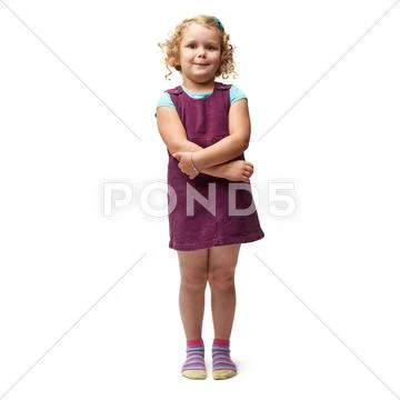 Young little girl standing over isolated white background Stock Photos