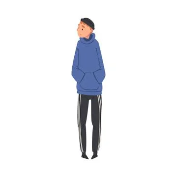 Young Lonely Guy Standing Alone Aside at Concert Vector Illustration Stock-Illustration