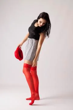 Young long-haired black-haired woman Stock Photos