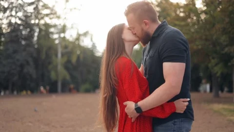 Young lovers feeling happy during romantic date on urban background. Stock Footage 244245948