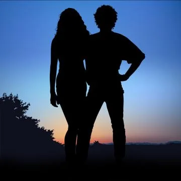 Young Lovers At Sunset Stock Illustration