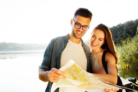 Young Loving couple. sunset Stock Photos