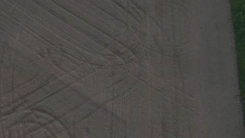 Young maize crop emerging in cultivated soil across Po Valley farmland in Stock Footage 342292543
