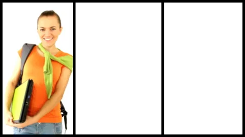 Young male and female students with personal electronics, montage Stock Footage