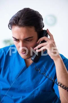 Young male doctor in telehealth concept Stock Photos