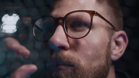 Young Male IT Technician Checking Mainframe Using Flashlight Stock Footage 303554860
