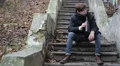 Young male loser drinking wine, addiction to alcohol, feeling sick, hangover HD Footage