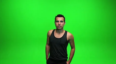 Young male model posing. isolated green screen Stock Footage 32017018