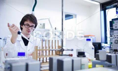 Young male researcher carrying out scientific research in a lab Stock Photos