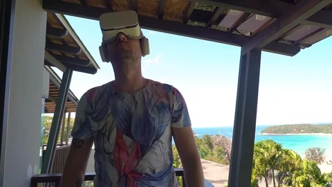 A young man in 3D VR glasses. Stock Footage 123582048