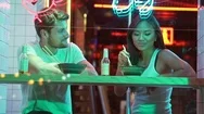 Young Man Admire His Girlfriend In Cafe Stock Footage