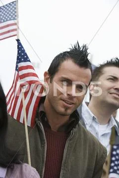 Young Man With American Flag Stock Photos