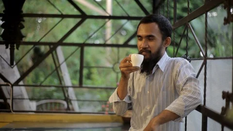 Young Man and Coffee Stock Footage 107600295