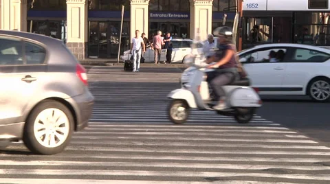 Young man and train station. Cars. Stock Footage 32263306