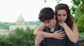 young man and woman laughing and looking at the camera - smiling HD Footage