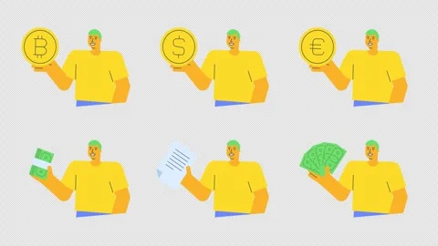 Young Man Animated Character Set One. Transparent Background 스톡 동영상 308932665