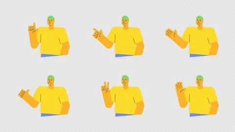 Young Man Animated Character Set two. Transparent Background 스톡 동영상 308932710