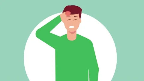 Young man animation having a headache Stock Footage 141408077