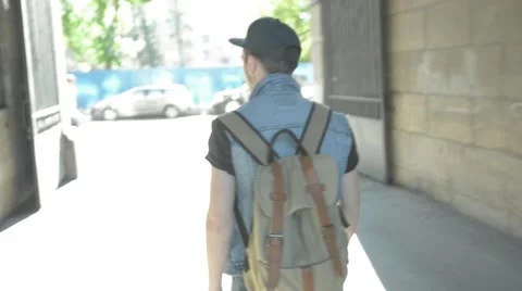 The young man is in the arch Stock Footage 51757349