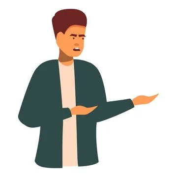 Young man is arguing and gesturing with hands aggressively Stock Illustration