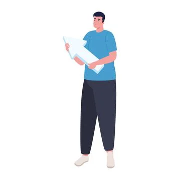Young man with arrow mouse character Illustrazione stock