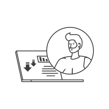 Young man avatar with laptop computer Stock-Illustration