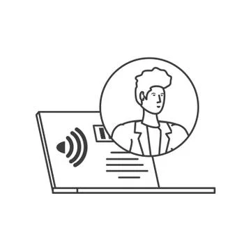 Young man avatar with laptop computer Stock-Illustration