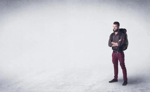 Young man with a backpack Stock Photos