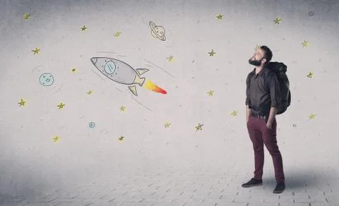 Young man with a backpack 스톡 사진