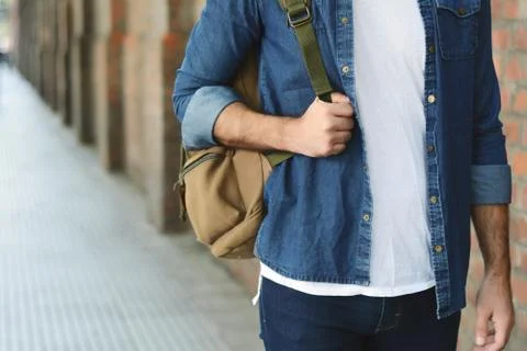 Young man with a backpack Stock Photos