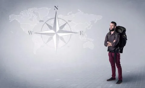 Young man with a backpack 스톡 사진