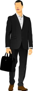 Young man with bag. Colored Vector illustration Stock Illustration