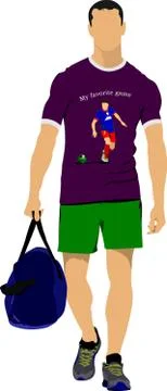 Young man with bag. vector illustration Ilustração Stock