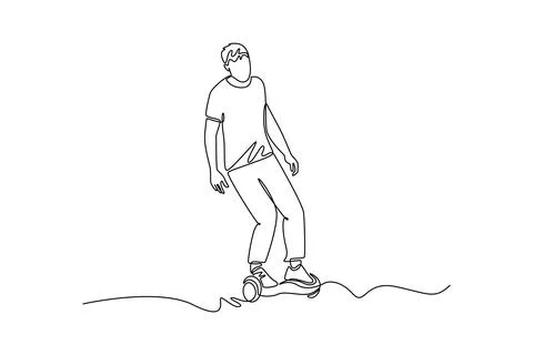Young man balancing on hoverboard, leaning forward for speed Stock Illustration